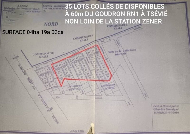 *TRÈS BON TERRAIN À VENDRE A TSEVIE*